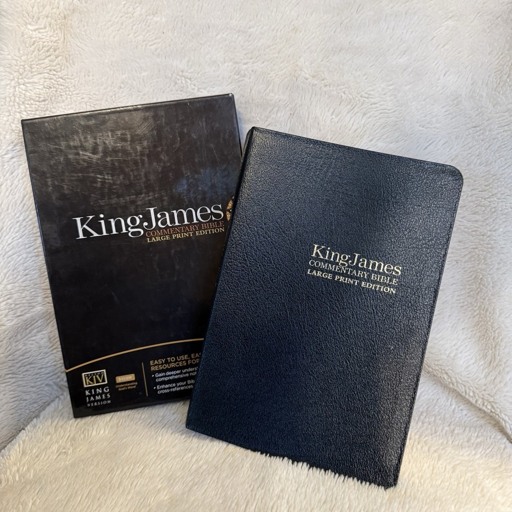 King James Commentary Bible Large Print Bonded Black w/Box Indexed